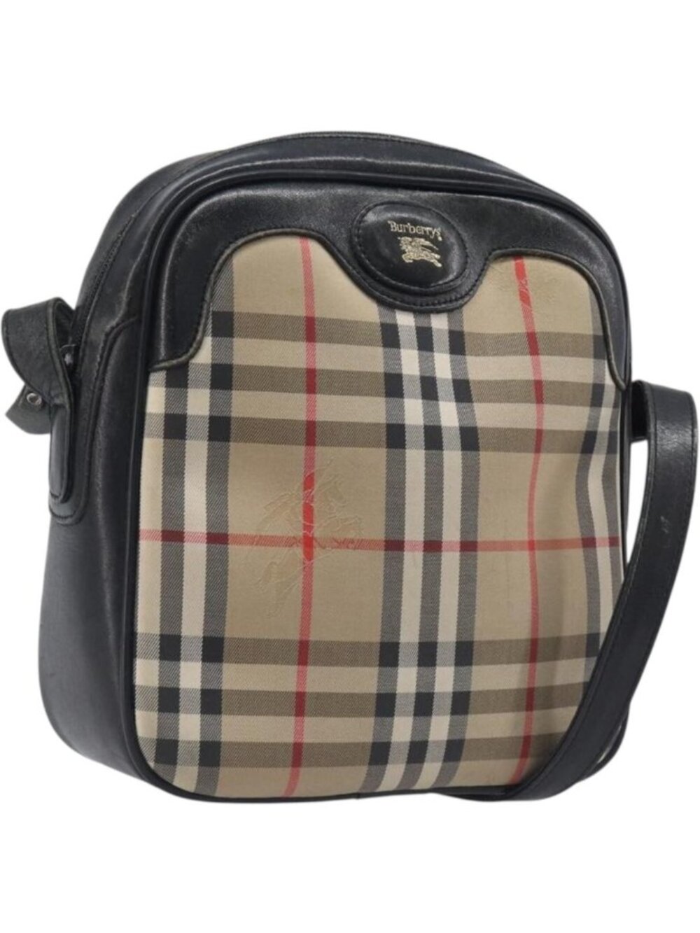 Burberrys Nova Check Shoulder Bag Canvas Beige Gold